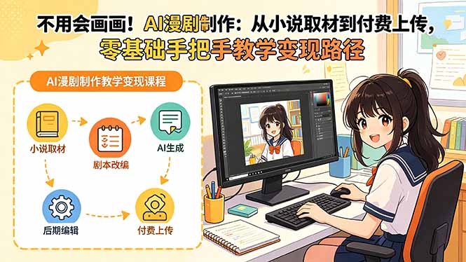 不用会画画！AI漫剧制作：从小说取材到付费上传，零基础手把手教学变现路径-AI学习库