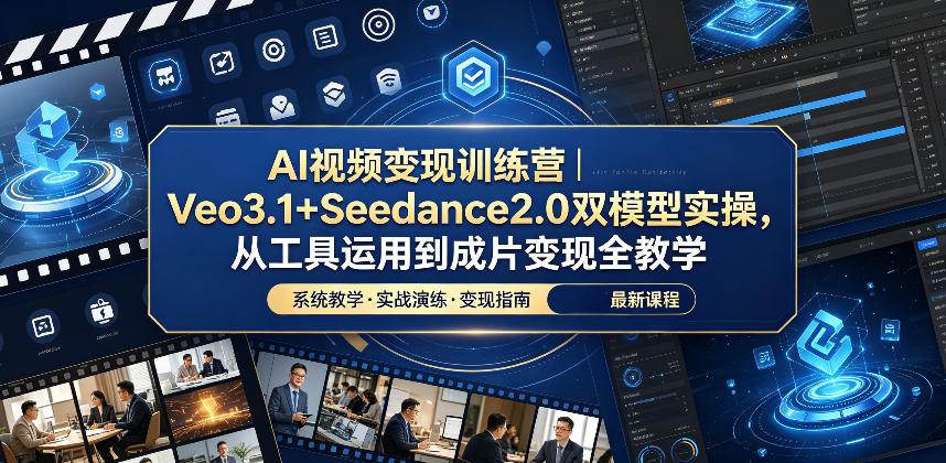 AI视频变现训练营｜Veo3.1+Seedance2.0双模型实操，从工具运用到成片变现全教学-AI学习库