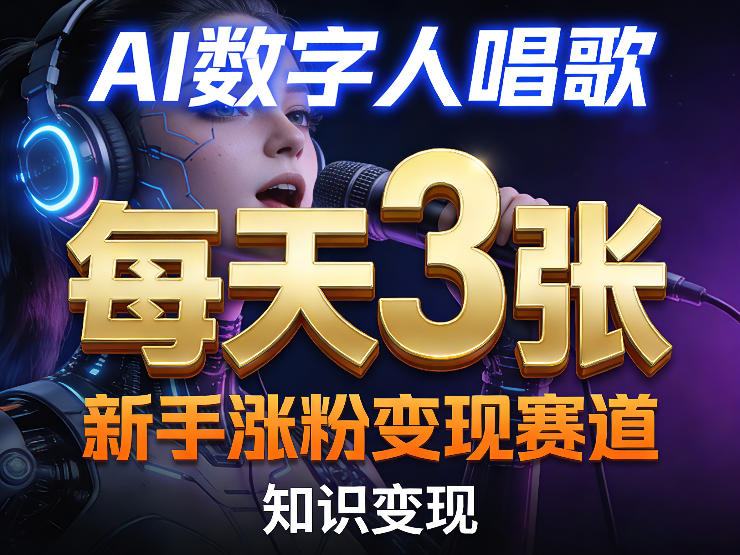 AI数字人唱歌，新手涨粉变现赛道，每天3张和知识付费，副业必备-AI学习库