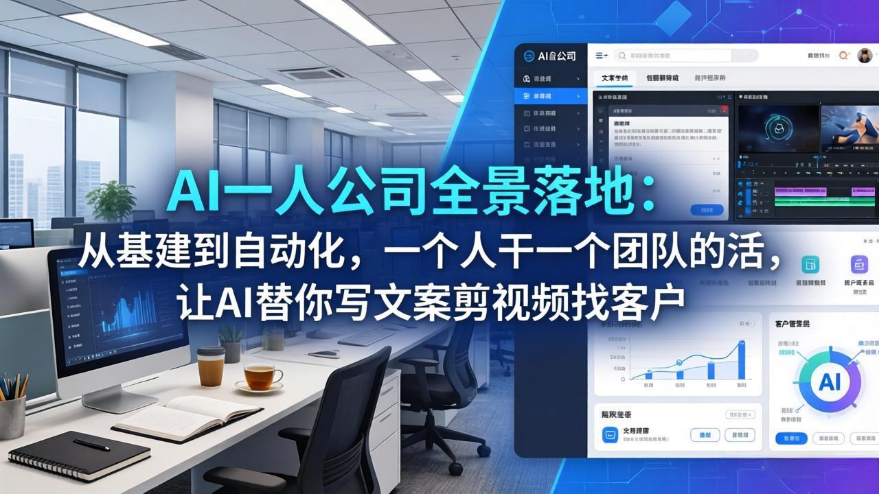 AI一人公司全景落地：从基建到自动化，一个人干一个团队的活，让AI替你写文案剪视频找客户-AI学习库