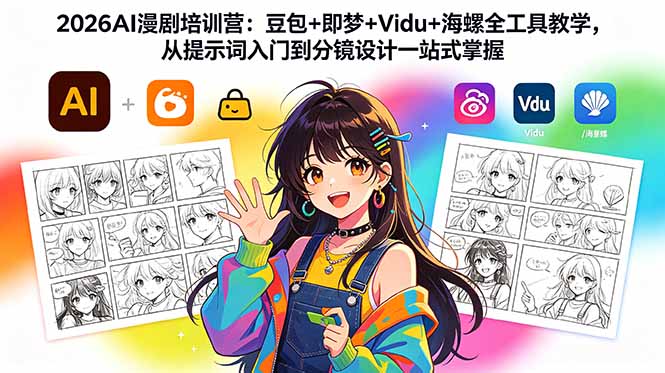 2026AI漫剧培训营：豆包+即梦+Vidu+海螺全工具教学，从提示词入门到分镜设计一站式掌握-AI学习库
