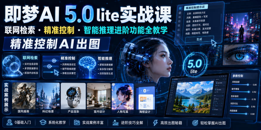 即梦AI 5.0 lite实战课，联网检索・精准控制・智能推理进阶功能全教学，精准控制AI出图-AI学习库