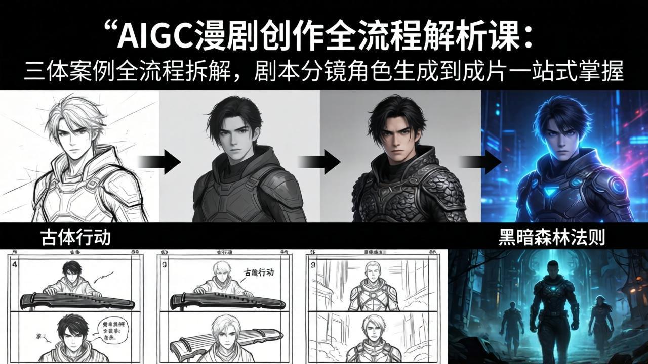 AIGC漫剧创作全流程解析课：三体案例全流程拆解，剧本分镜角色生成到成片一站式掌握-AI学习库