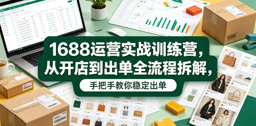1688运营实战训练营，从开店到出单全流程拆解，手把手教你稳定出单-AI学习库