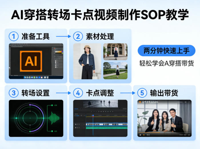AI穿搭转场卡点视频制作SOP教学，两分钟快速上手，轻松学会AI穿搭带货-AI学习库
