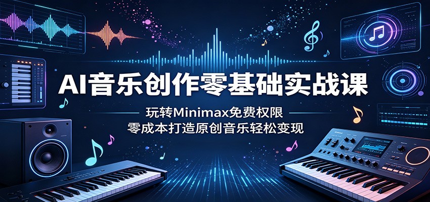 AI音乐创作零基础实战课：玩转Minimax免费权限，零成本打造原创音乐轻松变现-AI学习库