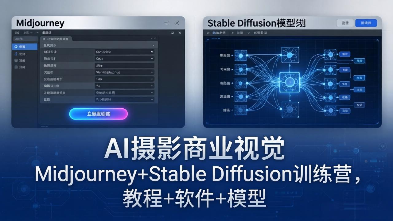 AI摄影商业视觉Midjourney+Stable Diffusion训练营，教程+软件+模型-AI学习库