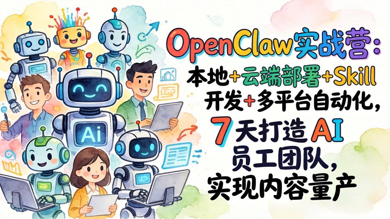 OpenClaw实战营：本地+云端部署+Skill开发+多平台自动化，7 天打造 AI 员工团队，实现内容量产-AI学习库