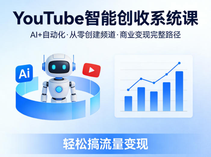 YouTube智能创收系统课，AI+自动化，从零创建YouTube频道并实现商业变现的完整路径，轻松搞流量变现-AI学习库