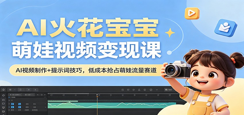 AI火花宝宝萌娃视频变现课：AI视频制作+提示词技巧，低成本抢占萌娃流量赛道-AI学习库