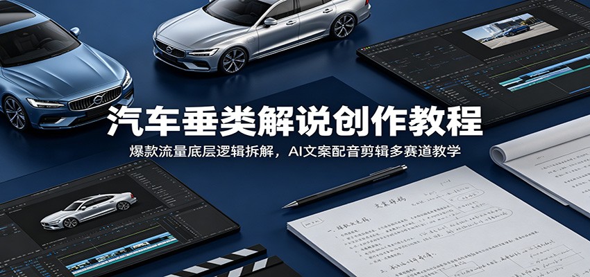 汽车垂类解说创作教程：爆款流量底层逻辑拆解，AI文案配音剪辑多赛道教学-AI学习库