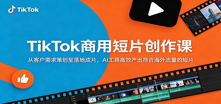 TikTok商用短片创作课：从客户需求策划至落地成片，AI工具高效产出符合海外流量的短片-AI学习库