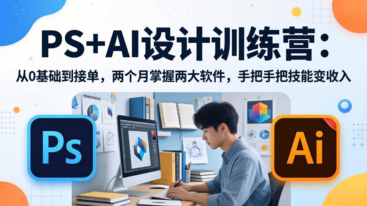 PS+AI设计训练营：从0基础到接单，两个月掌握两大软件，手把手把技能变收入-AI学习库