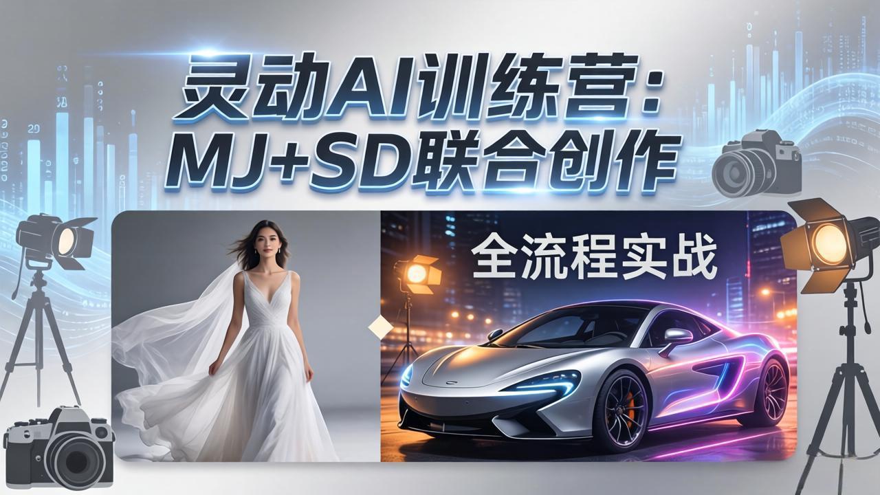 灵动AI训练营-3.0课程：MJ+SD联合创作，从婚纱大片到汽车广告，摄影后期全流程实战-AI学习库