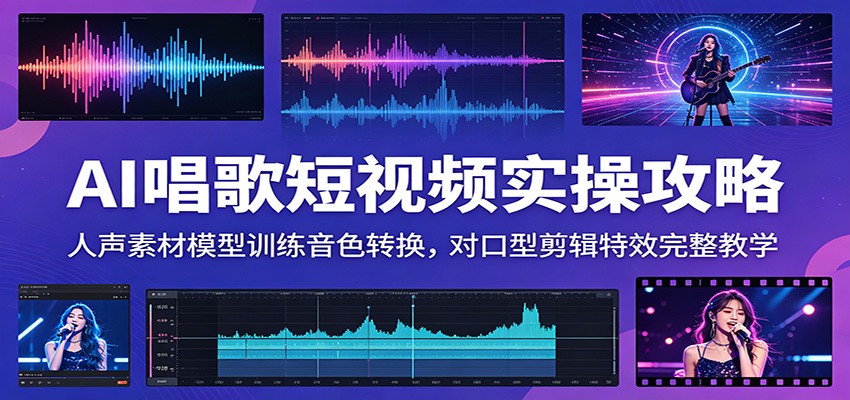 AI唱歌短视频实操攻略：人声素材模型训练音色转换，对口型剪辑特效完整教学-AI学习库