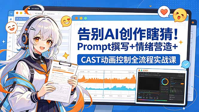 告别AI创作瞎猜！Prompt撰写+情绪营造+CAST动画控制全流程实战课-AI学习库