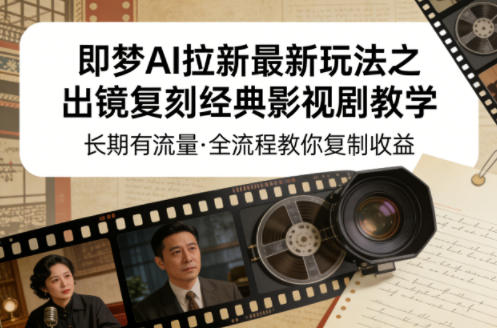 即梦AI拉新最新玩法之出镜复刻经典影视剧教学，长期有流量，全流程教你复制收益-AI学习库