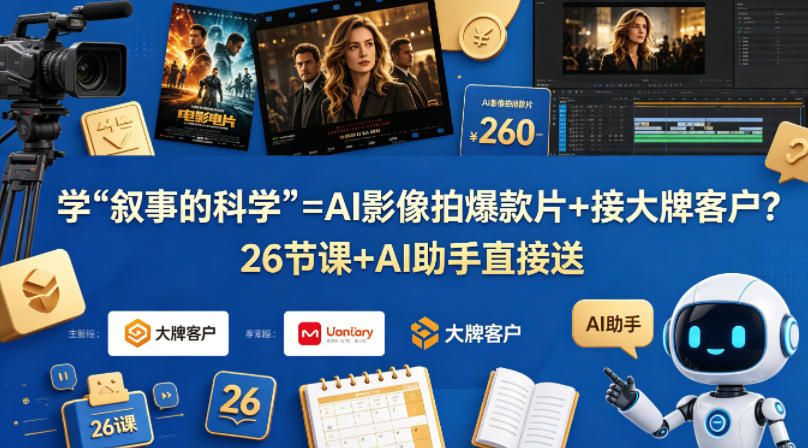 学《叙事的科学》=AI影像拍爆款片+接大牌客户？26节课+AI助手直接送【原创双语字幕】-AI学习库