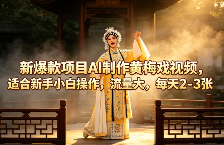 新爆款项目AI制作黄梅戏视频，适合新手小白操作，流量大，每天2-3张-AI学习库