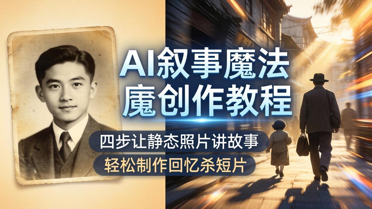 AI叙事魔法创作教程，四步让静态照片讲故事，老照片修复加动态特效，轻松制作回忆杀短片-AI学习库
