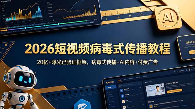 2026短视频病毒式传播教程：20亿+曝光已验证框架，病毒式传播+AI内容+付费广告-AI学习库