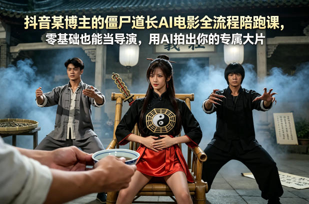 抖音某博主的僵尸道长AI电影全流程陪跑课，零基础也能当导演，用AI拍出你的专属大片-AI学习库