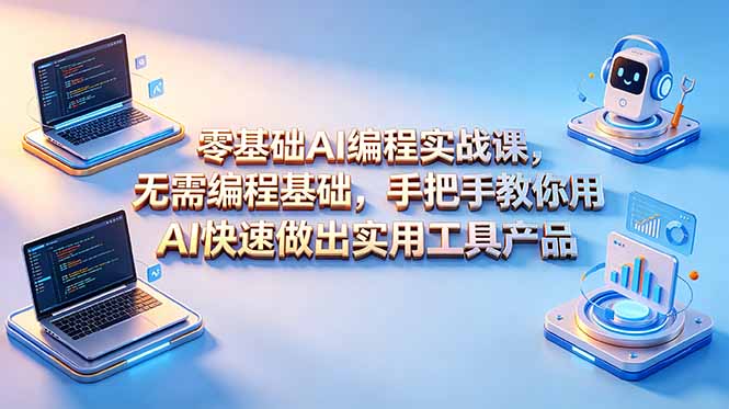 零基础AI编程实战课-更新，无需编程基础，手把手教你用AI快速做出实用工具产品-AI学习库