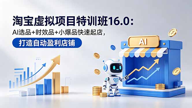 淘宝虚拟项目特训班16.0：AI选品+时效品+小爆品快速起店，打造自动盈利店铺-AI学习库