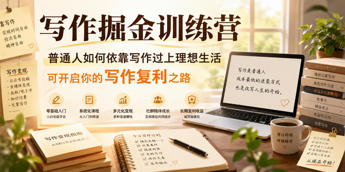 写作掘金训练营，普通人如何依靠写作过上理想生活，可开启你的写作复利之路(更新6月)-AI学习库