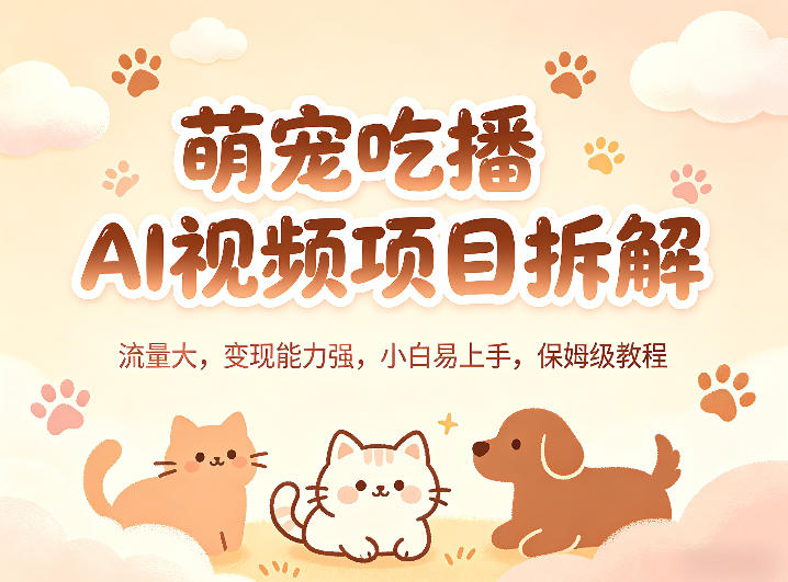 萌宠吃播AI视频项目拆解，流量大，变现能力强，小白易上手，保姆级教程-AI学习库