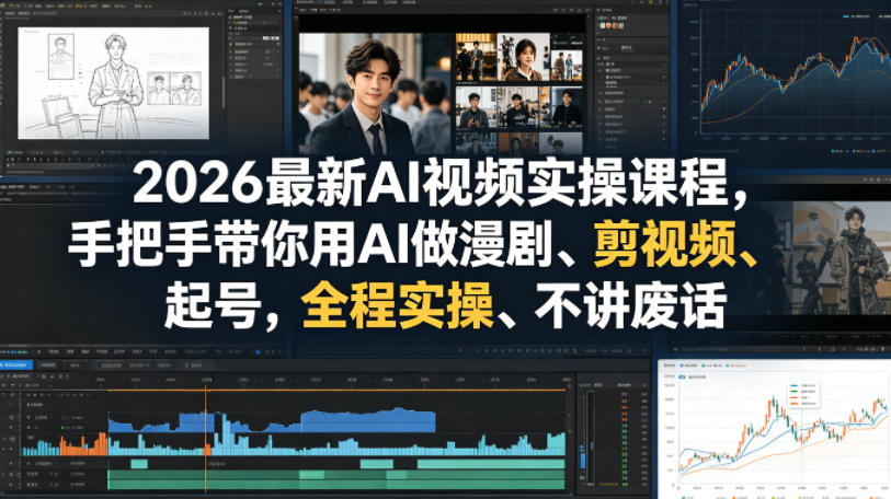 2026最新AI视频实操课程，手把手带你用AI做漫剧、剪视频、起号，全程实操、不讲废话-AI学习库