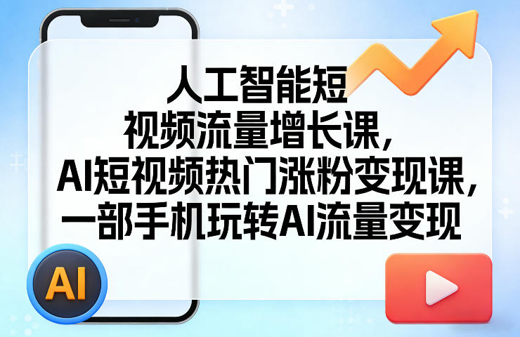 人工智能短视频流量增长课，AI短视频热门涨粉变现课，一部手机玩转AI流量变现-AI学习库