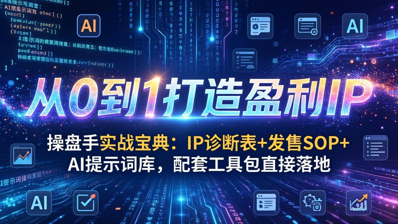 操盘手实战宝典：IP诊断表+发售SOP+AI提示词库，配套工具包直接落地，从0到1打造盈利IP-AI学习库