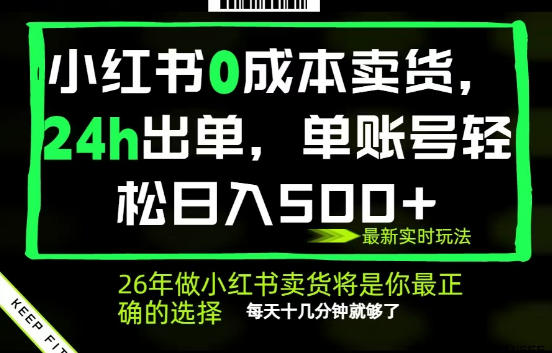 小红书0成本AI卖货，24小时出单，全流程托管，保底日入500+，每天十几分钟就够了【揭秘】-AI学习库