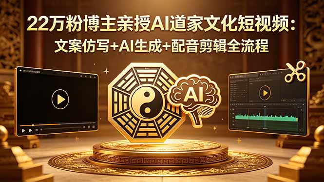 22万粉博主亲授AI道家文化短视频：文案仿写+AI生成+配音剪辑全流程-AI学习库