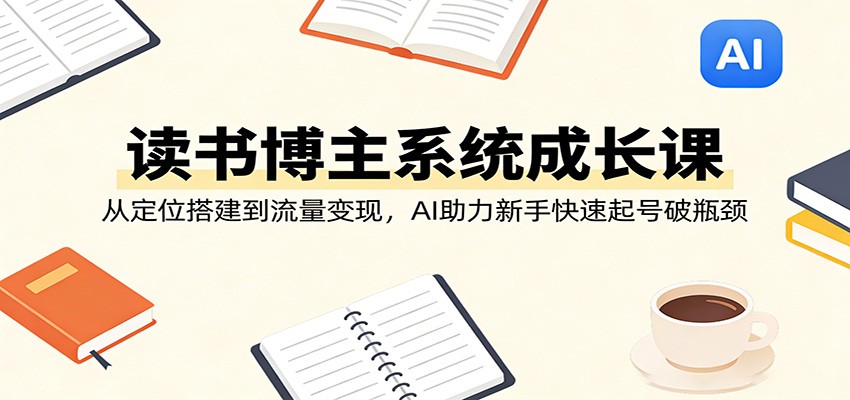 读书博主系统成长课：从定位搭建到流量变现，AI助力新手快速起号破瓶颈-AI学习库