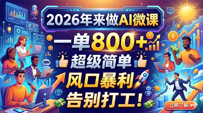2026年来做AI微课，一单800+，超级简单，风口暴利，告别打工！-AI学习库