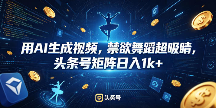 用AI生成视频，禁欲舞蹈超吸睛，头条号矩阵日入1k+-AI学习库