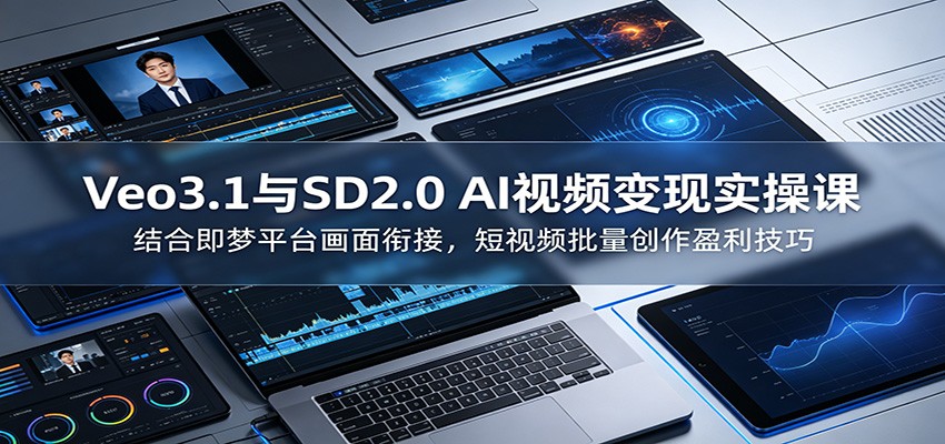 Veo3.1与SD2.0 AI视频变现实操课课：结合即梦平台画面衔接，短视频批量创作盈利技巧-AI学习库