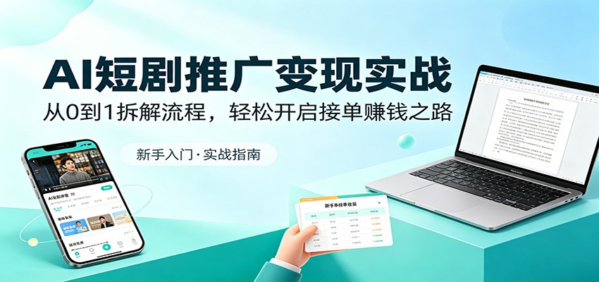 AI短剧推广变现实战：从0到1拆解流程，轻松开启接单赚钱之路-AI学习库