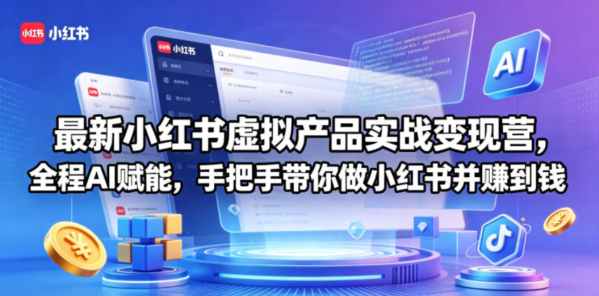 最新小红书虚拟产品实战变现营，全程AI赋能，手把手带你做小红书并赚到钱-AI学习库