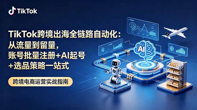 TikTok跨境出海全链路自动化：从流量到留量，账号批量注册+AI起号+选品策略一站式-AI学习库