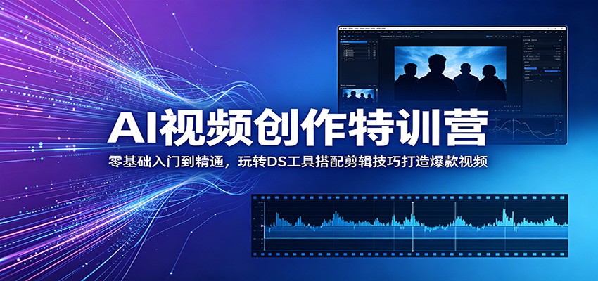 AI视频创作特训营：零基础入门到精通，玩转DS工具搭配剪辑技巧打造爆款视频-AI学习库