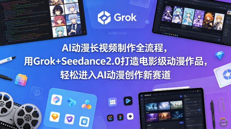 AI动漫长视频制作全流程，用Grok+Seedance2.0打造电影级动漫作品，轻松进入AI动漫创作新赛道-AI学习库