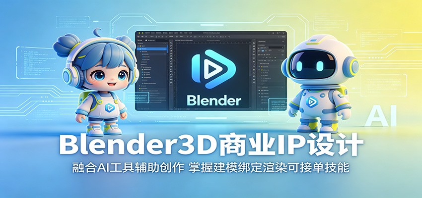 Blender3D商业IP设计：融合AI工具辅助创作，掌握建模绑定渲染可接单技能-AI学习库