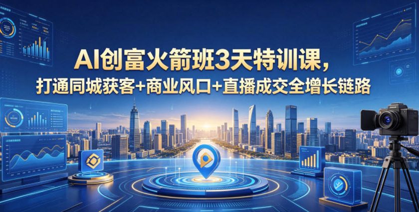AI创富火箭班3天特训课，打通同城获客+商业风口+直播成交全增长链路，2026年4月新课-AI学习库